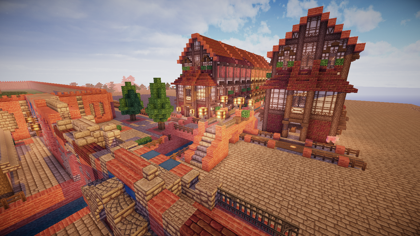 Minecraft 中世の街を築く Minecraft 中世の街を築く 宮殿 いや 港の管理しせつです