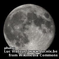 Nearly Full Moon view from earth In Belgium (Hamois). Credit:  Luc Viatour / www.Lucnix.be from Wikimedia Commons