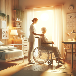 DALLEE 2024-01-20 23.46.03 - A serene and comforting image representing elderly care. It should depict a warm and light-filled room, with a caregiver gently assisting an elderly p.png