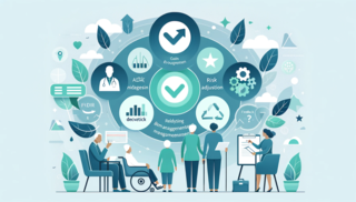 DALLEE 2024-01-19 19.47.09 - Create an elegant vector image showcasing the evaluation and adjustment of a risk management plan in elderly care. Include visual elements like charts.png