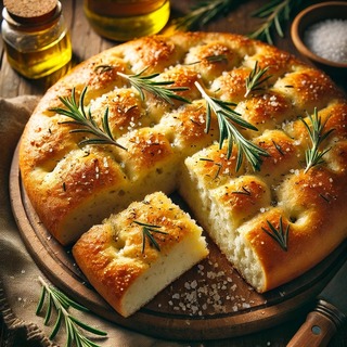 DALLEE 2024-09-22 16.21.37 - A freshly baked focaccia bread, golden and crispy on the outside with a soft, airy interior. The top is beautifully adorned with rosemary, sea salt, a.jpg