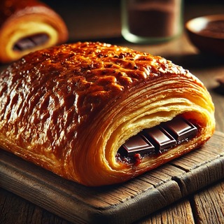 DALLEE 2024-09-24 18.57.45 - A freshly baked pain au chocolat with a golden, flaky puff pastry crust and rich layers. The pastry is slightly glossy on top, revealing a perfectly b.jpg