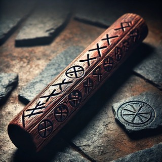 DALLEE 2024-10-16 18.59.46 - A rune stick, an ancient wooden artifact carved with runic symbols. The stick is weathered, with intricate and mysterious runes engraved along its sur.jpg