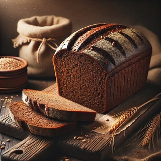 DALLEE 2024-10-30 20.07.11 - A loaf of traditional pumpernickel bread with a dark, dense crust and a rich, moist interior made from rye flour. The bread has a deep brown color and.jpg