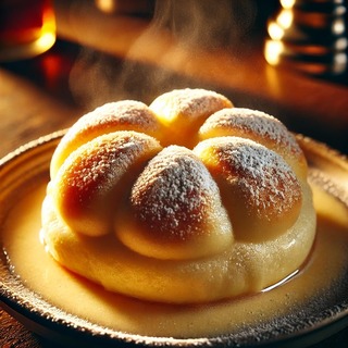 DALLEE 2024-11-02 22.39.09 - A freshly steamed Dampfnudel, a traditional German sweet dumpling with a soft, fluffy texture and a golden-brown crust on the bottom. The Dampfnudel i.jpg