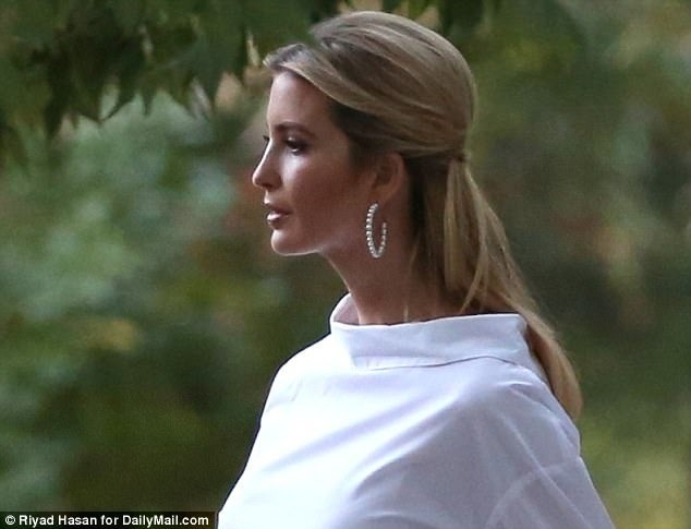 Elegant addition - Ivanka topped off her look with a pair of pearl hoop earrings.jpg