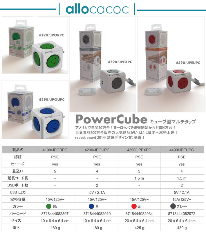 本物 パワーキューブ 延長コード レッド 1.5 m sushitai.com.mx