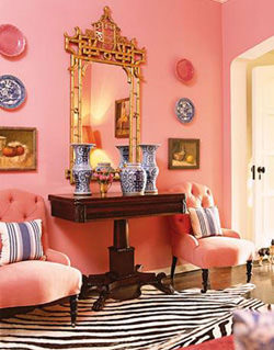 海外おしゃれ部屋とインテリア ルームスタイル ラブリーで可愛い ピンクのインテリアを使ったリビングルーム